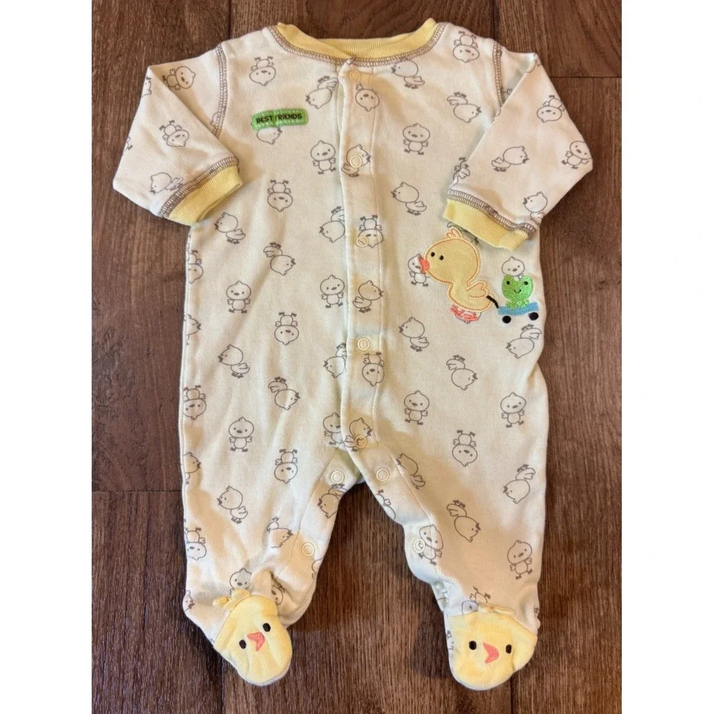 Vintage Child of Mine Carters Baby Sleeper 0/3 Month Chick Frog Duck Best Friend